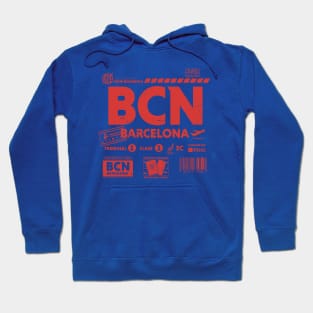 Vintage Barcelona BCN Airport Code Travel Day Retro Travel Tag Hoodie